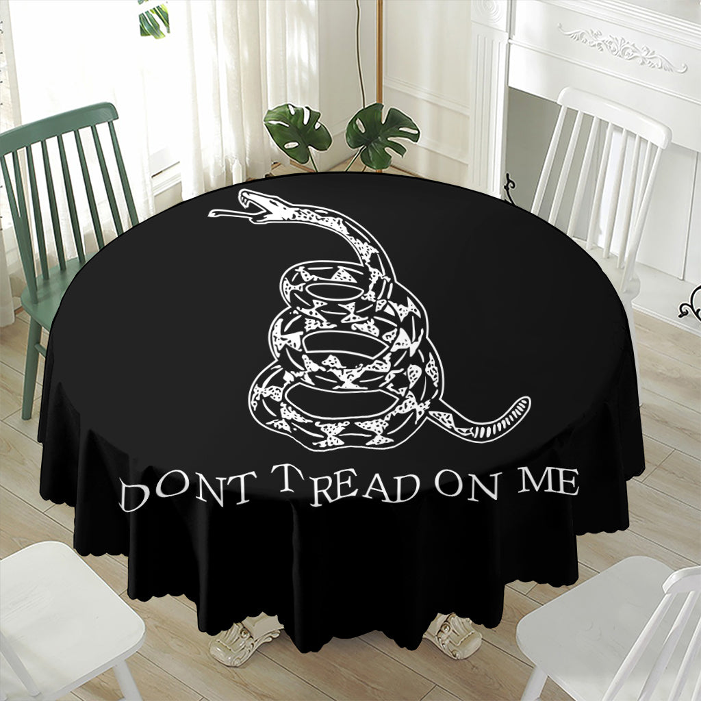 Black And White Gadsden Flag Print Waterproof Round Tablecloth