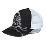 Black And White Gadsden Flag Print White Mesh Trucker Cap