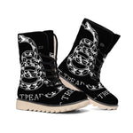 Black And White Gadsden Flag Print Winter Boots