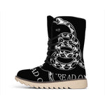 Black And White Gadsden Flag Print Winter Boots