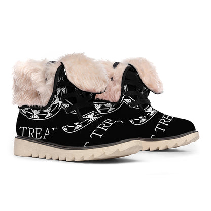 Black And White Gadsden Flag Print Winter Boots
