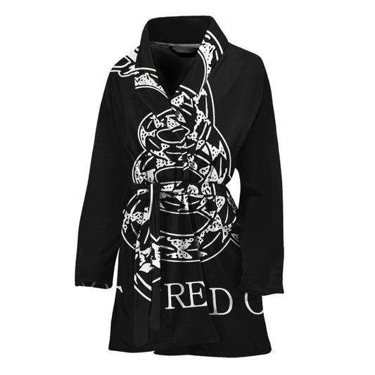 Black And White Gadsden Flag Print Women's Bathrobe