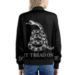 Black And White Gadsden Flag Print Women's Bomber Jacket