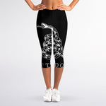 Black And White Gadsden Flag Print Women's Capri Leggings