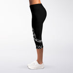Black And White Gadsden Flag Print Women's Capri Leggings