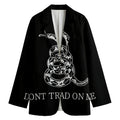 Black And White Gadsden Flag Print Women's Cotton Blazer