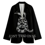Black And White Gadsden Flag Print Women's Cotton Blazer