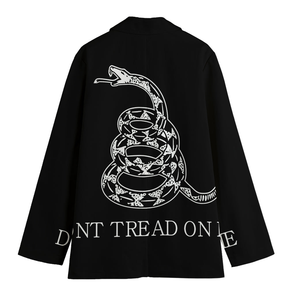 Black And White Gadsden Flag Print Women's Cotton Blazer