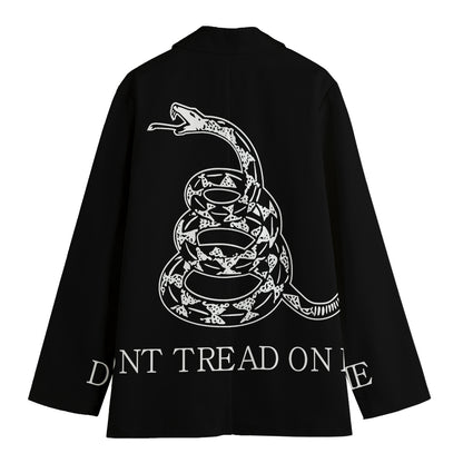 Black And White Gadsden Flag Print Women's Cotton Blazer