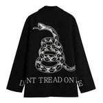 Black And White Gadsden Flag Print Women's Cotton Blazer