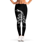 Black And White Gadsden Flag Print Women's Leggings
