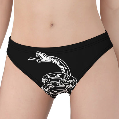 Black And White Gadsden Flag Print Women's Panties