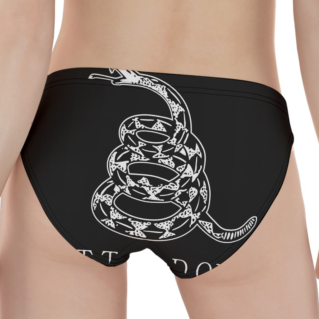 Black And White Gadsden Flag Print Women's Panties