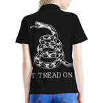 Black And White Gadsden Flag Print Women's Polo Shirt