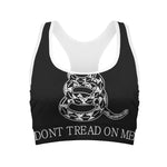 Black And White Gadsden Flag Print Women's Sports Bra