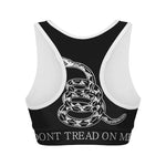Black And White Gadsden Flag Print Women's Sports Bra