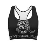 Black And White Gadsden Flag Print Women's Sports Bra