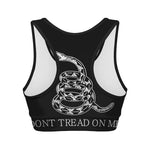 Black And White Gadsden Flag Print Women's Sports Bra