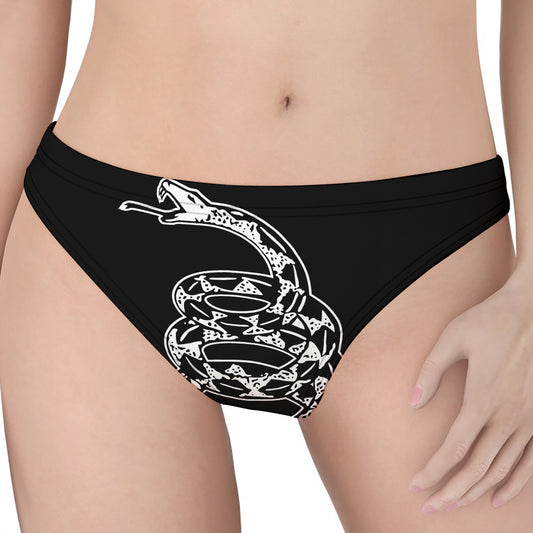 Black And White Gadsden Flag Print Women's Thong
