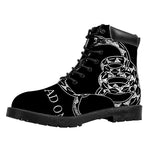 Black And White Gadsden Flag Print Work Boots