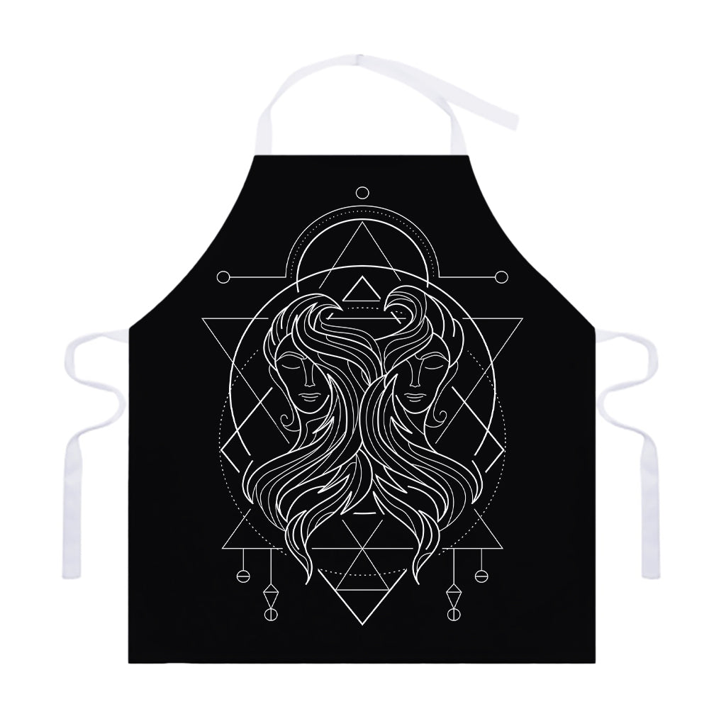 Black And White Gemini Sign Print Adjustable Apron