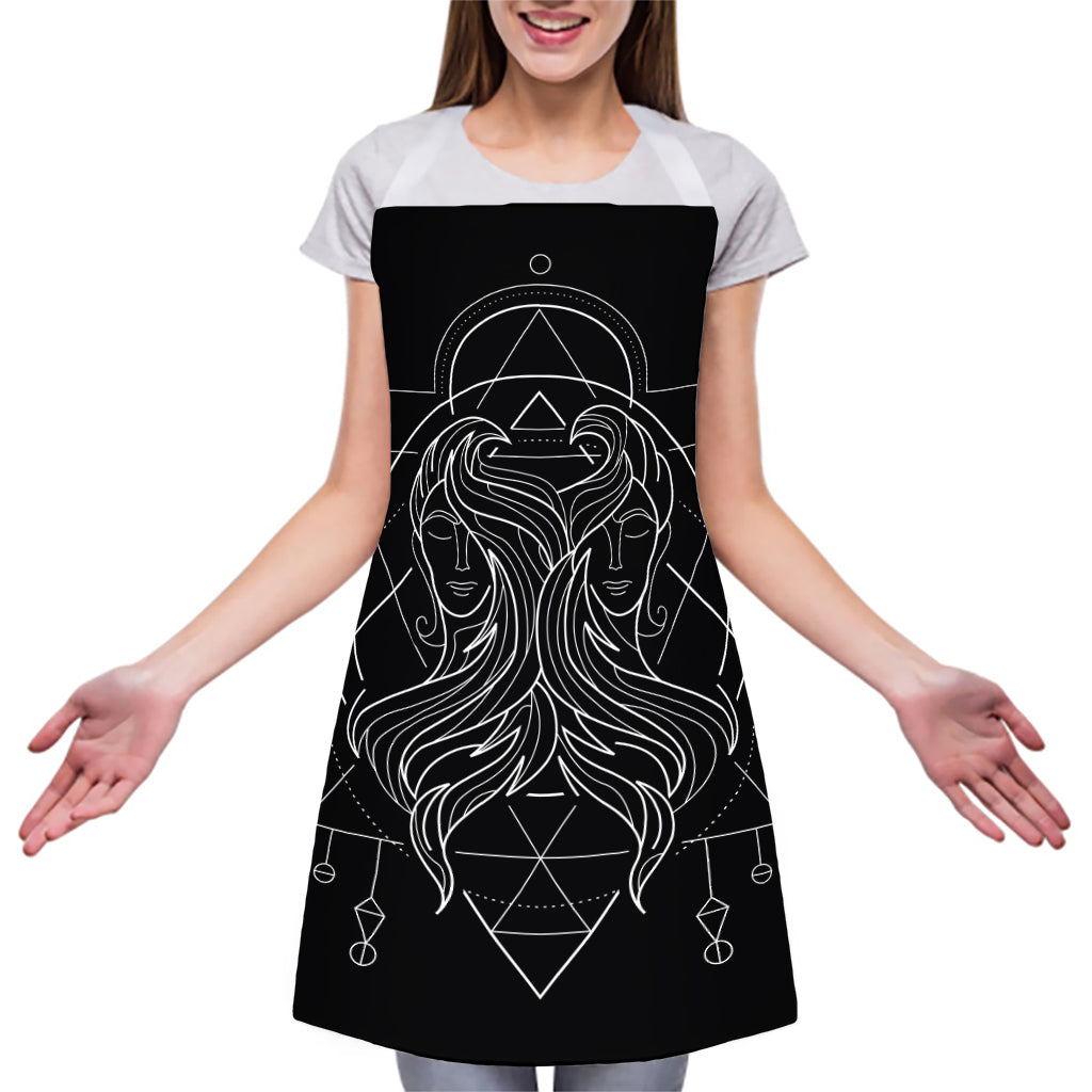 Black And White Gemini Sign Print Adjustable Apron