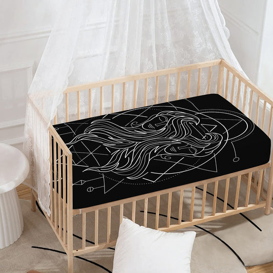 Black And White Gemini Sign Print Baby Crib Sheet