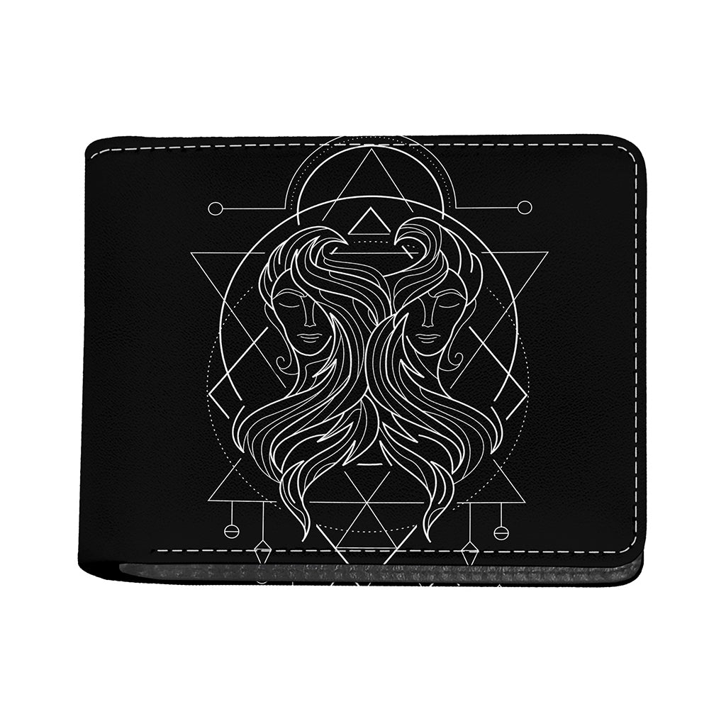 Black And White Gemini Sign Print Bifold Wallet