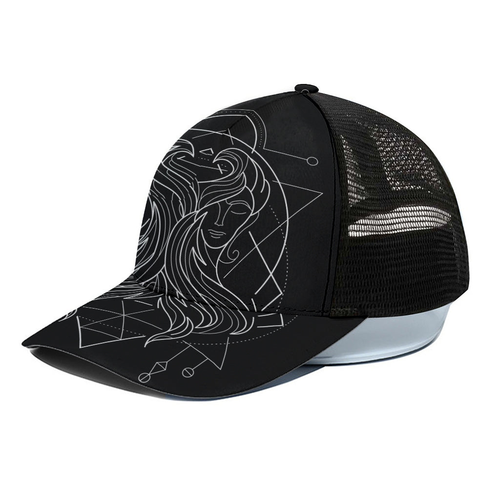 Black And White Gemini Sign Print Black Mesh Trucker Cap