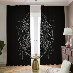 Black And White Gemini Sign Print Blackout Pencil Pleat Curtains