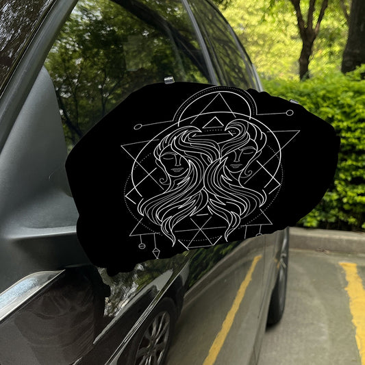 Black And White Gemini Sign Print Car Side Mirror Covers