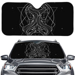 Black And White Gemini Sign Print Car Windshield Sun Shade