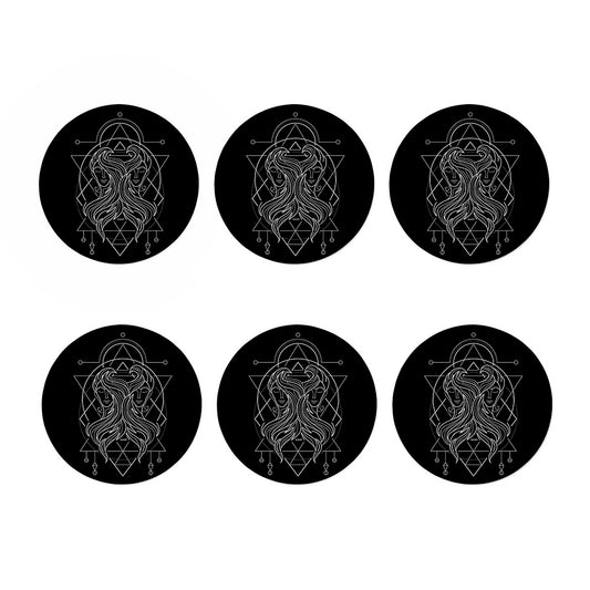Black And White Gemini Sign Print Coaster Set