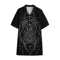 Black And White Gemini Sign Print Cotton Hawaiian Shirt