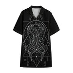Black And White Gemini Sign Print Cotton Hawaiian Shirt