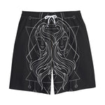 Black And White Gemini Sign Print Cotton Shorts