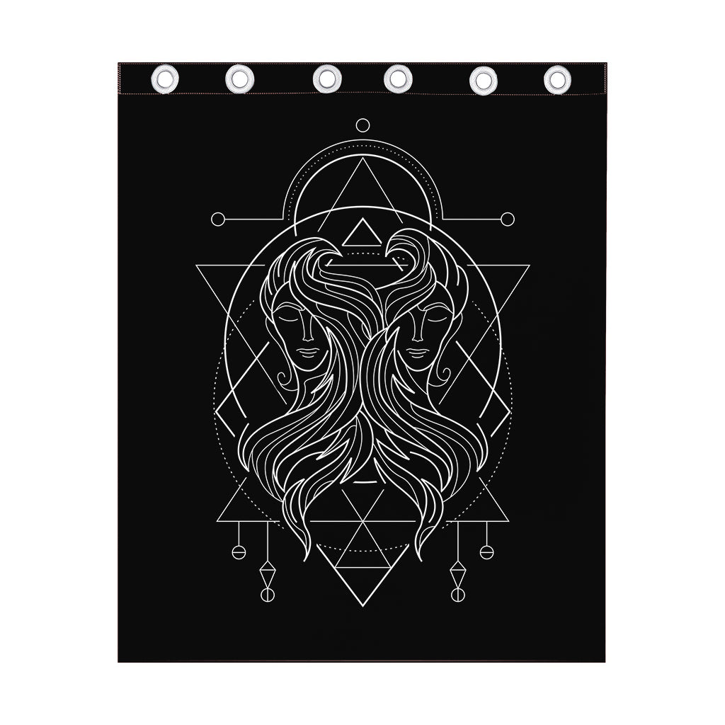 Black And White Gemini Sign Print Curtain