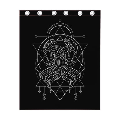 Black And White Gemini Sign Print Curtain