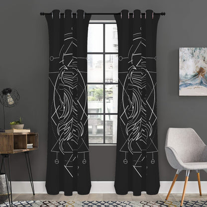 Black And White Gemini Sign Print Curtain