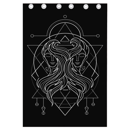 Black And White Gemini Sign Print Curtain