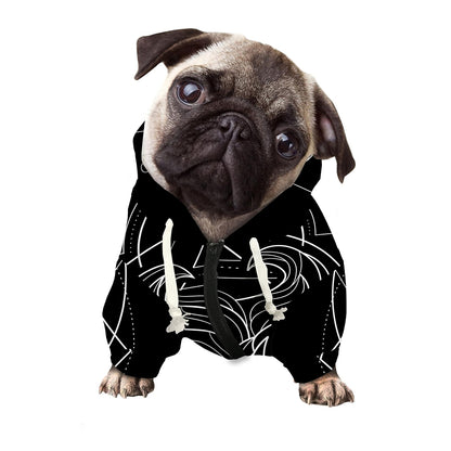 Black And White Gemini Sign Print Dog Zip Up Hoodie