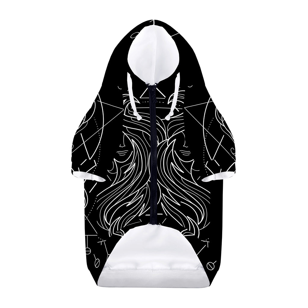 Black And White Gemini Sign Print Dog Zip Up Hoodie