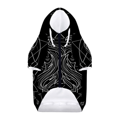 Black And White Gemini Sign Print Dog Zip Up Hoodie