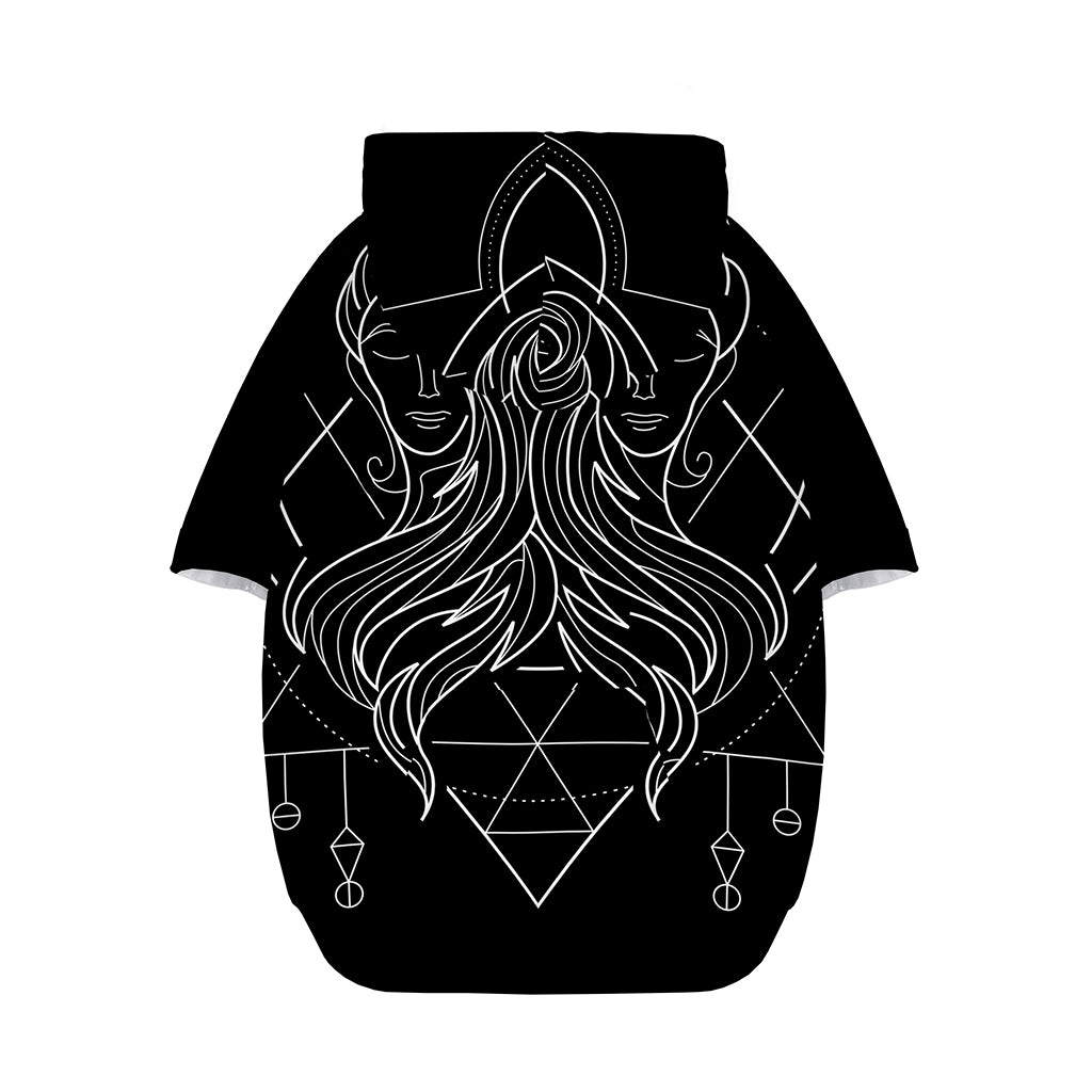 Black And White Gemini Sign Print Dog Zip Up Hoodie