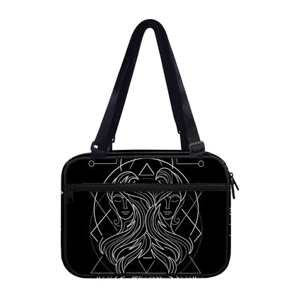 Black And White Gemini Sign Print Double Strap Bible Bag