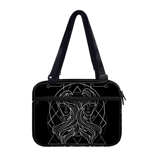 Black And White Gemini Sign Print Double Strap Bible Bag