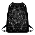 Black And White Gemini Sign Print Drawstring Backpack