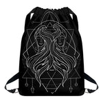 Black And White Gemini Sign Print Drawstring Backpack