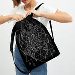 Black And White Gemini Sign Print Drawstring Backpack