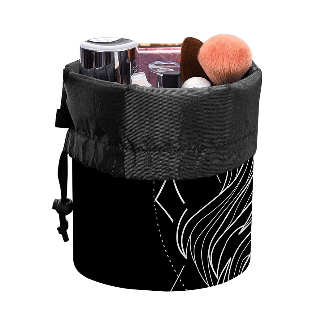 Black And White Gemini Sign Print Drawstring Makeup Bag